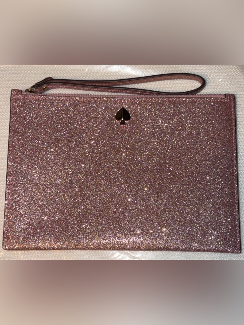 kate spade Rose Pink Glitter Wristlet Clutch